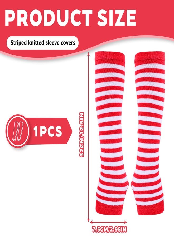 CaySep Women's Long Fingerless Gloves Knit Arm Warmer Thumb Hole Stretchy Gloves Halloween Cosplay Accossaries - Image 2